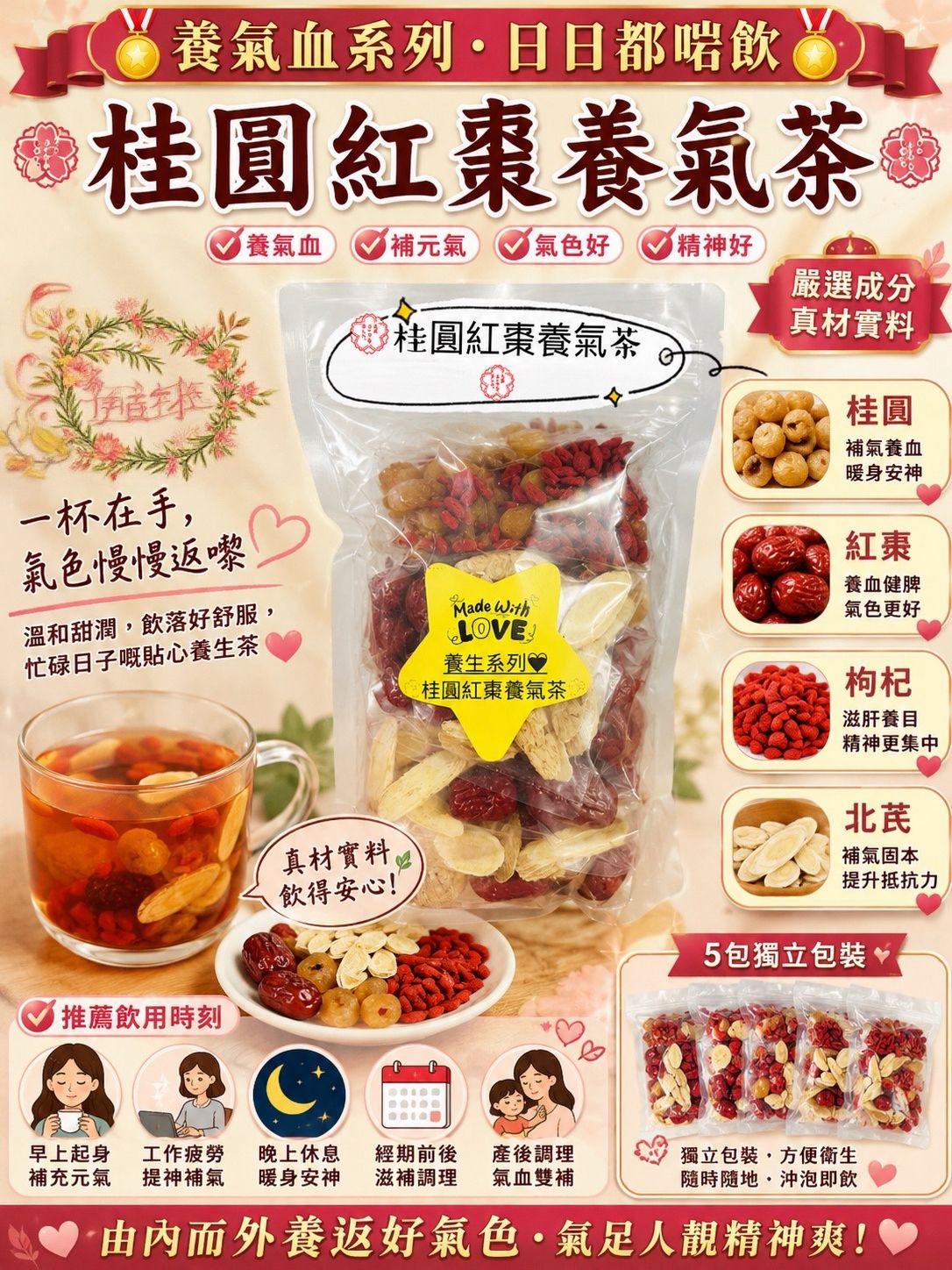 桂圓紅棗養氣茶  (每包5包獨立包裝)