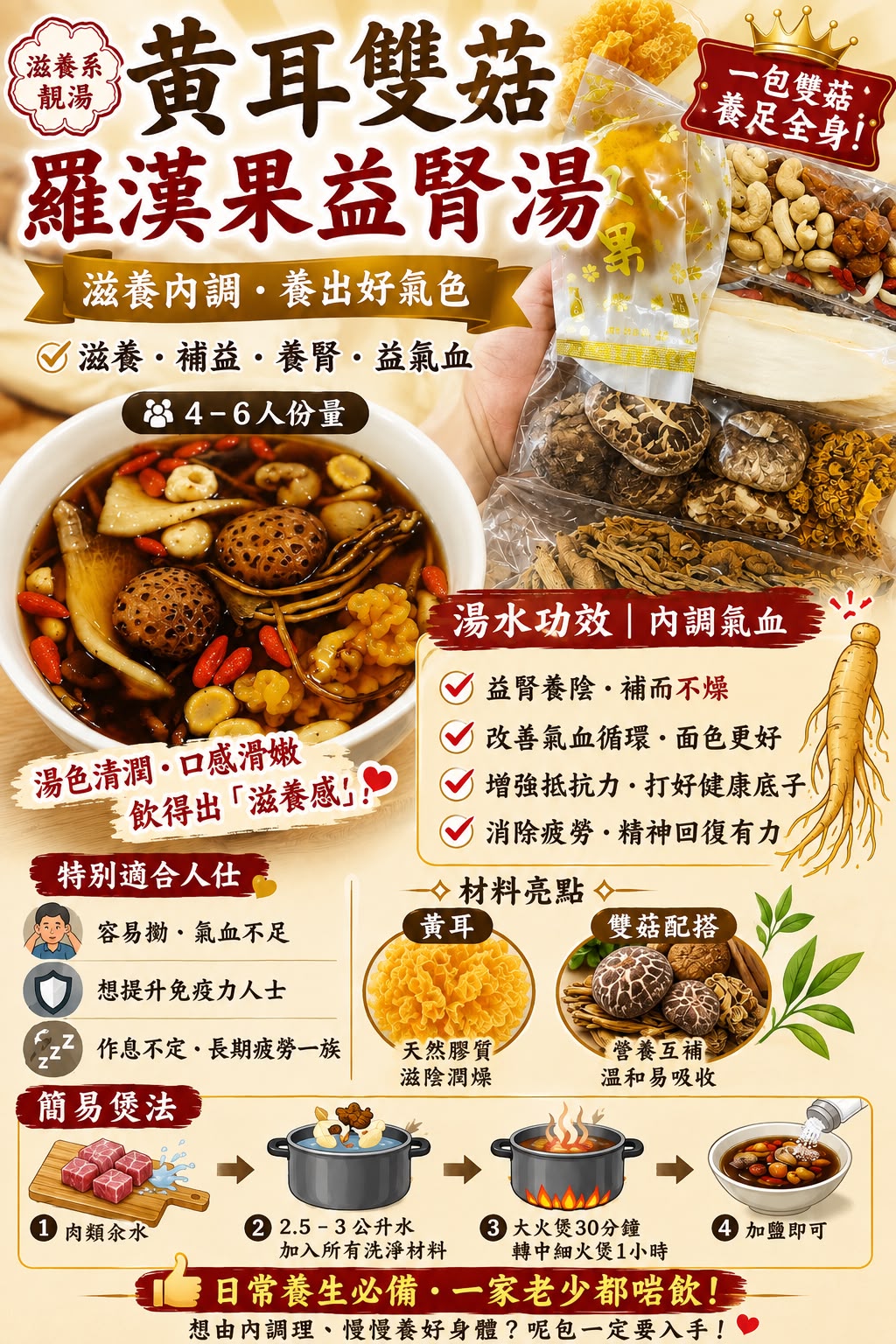 黃耳雙菇羅漢果益腎湯（兩包裝）